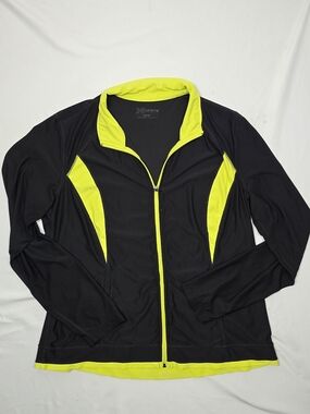 Xersion Performance Full-Zip Athletic Track Jacket Black Neon Yellow Size M